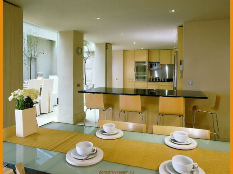 Дизайн гостиной с кухней