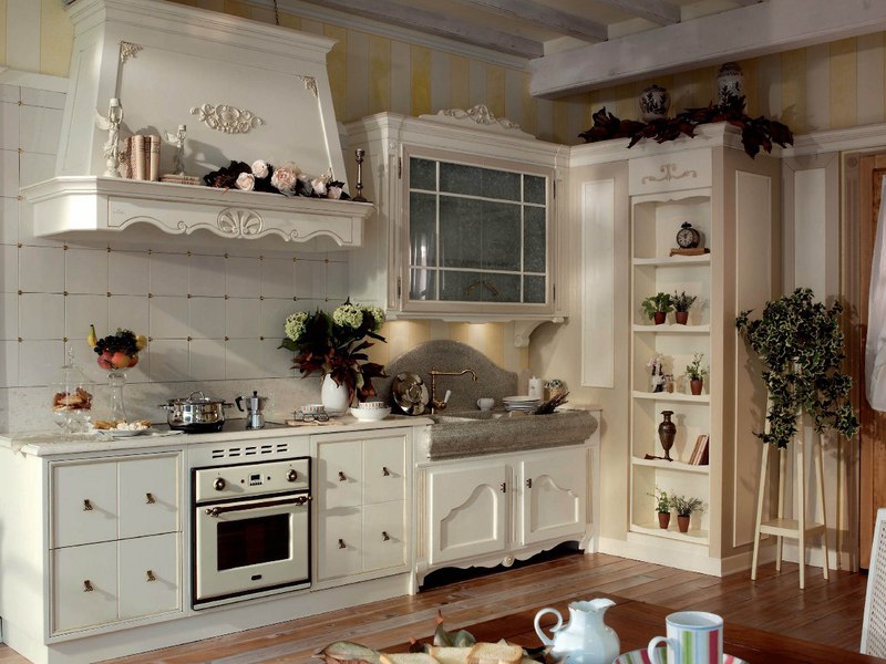 Кухня в стиле прованс в белых цветах