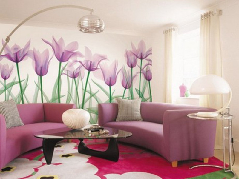 Фотообои с тюльпанами фиолетовыми