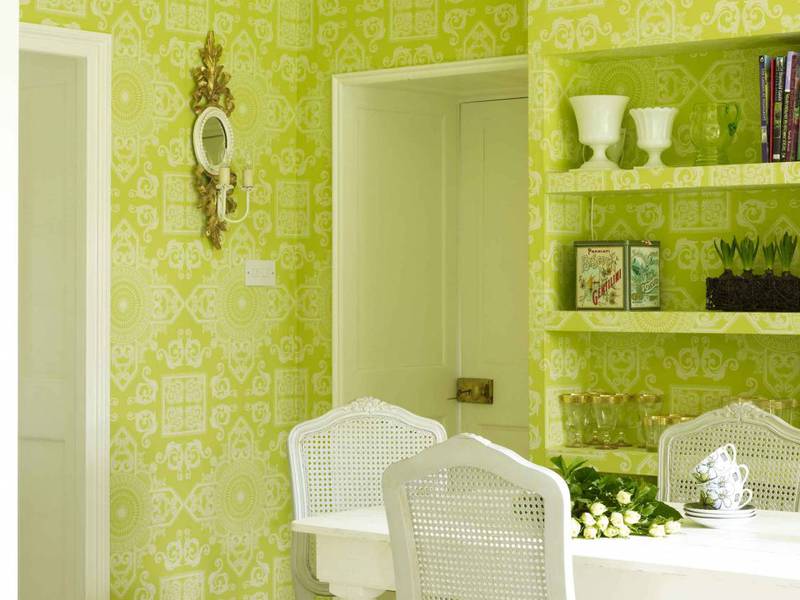 Цвет лайма на стенах кухни