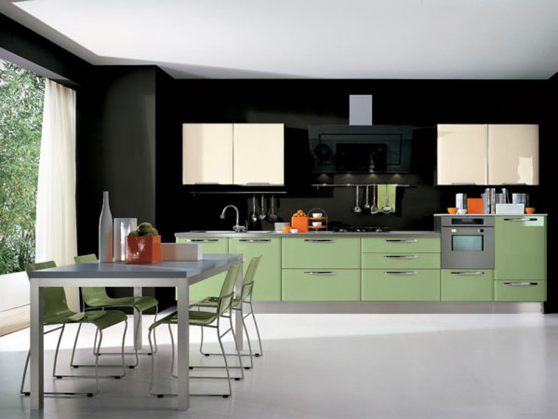 Фисташковый цвет кухонной мебели