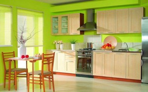 Яркие окрашенные стены на кухне  могут быть очень разными