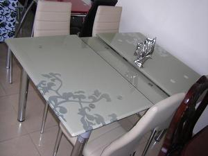 Стеклянный стол трансформер с изображением