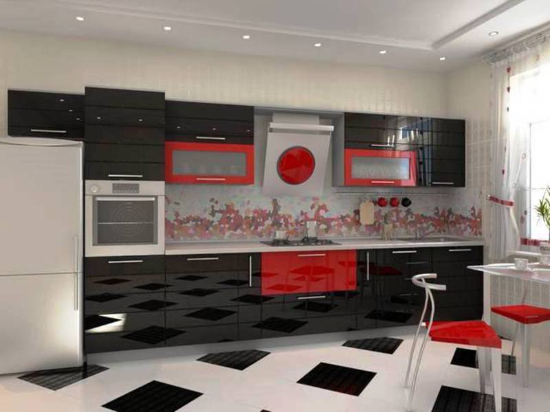 Смелая кухня красно-черного цвета