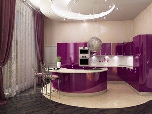 Нежно фиолетовый оттенок кухни